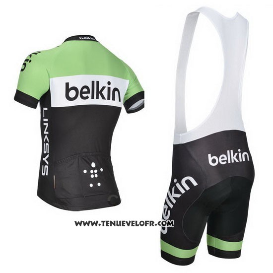 2014 Maillot Ciclismo Belkin Vert et Noir Manches Courtes et Cuissard